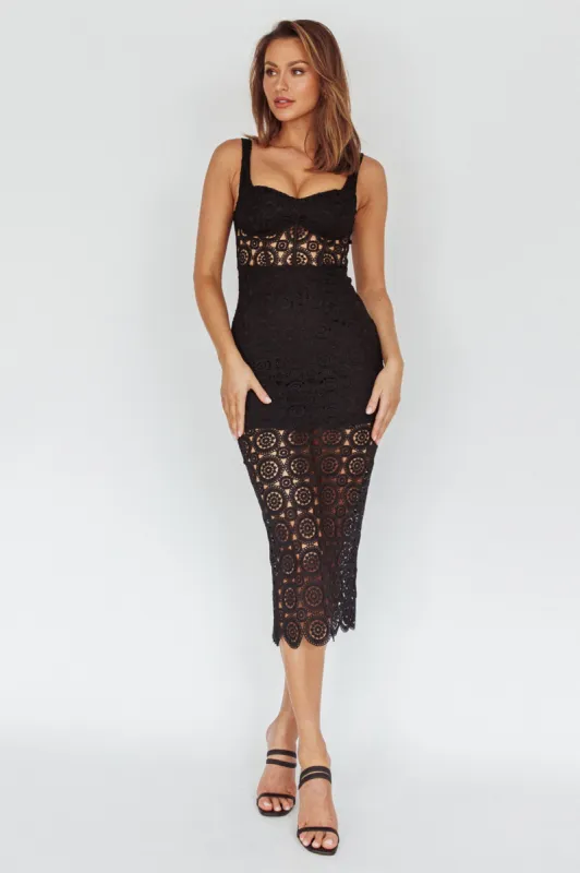 Milano Crochet Lace Midi Dress Black sold by Selfie Leslie
