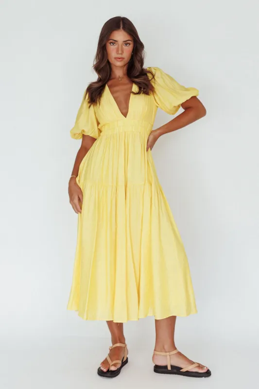 Summer Land V-Neckline Midi Dress Butter sold by Selfie Leslie
