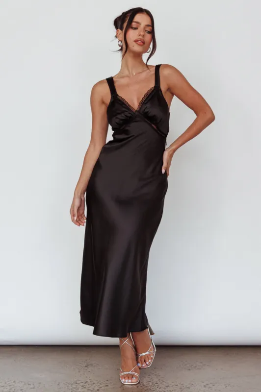 Nyah Lace Trim Midi Dress Black sold by Selfie Leslie