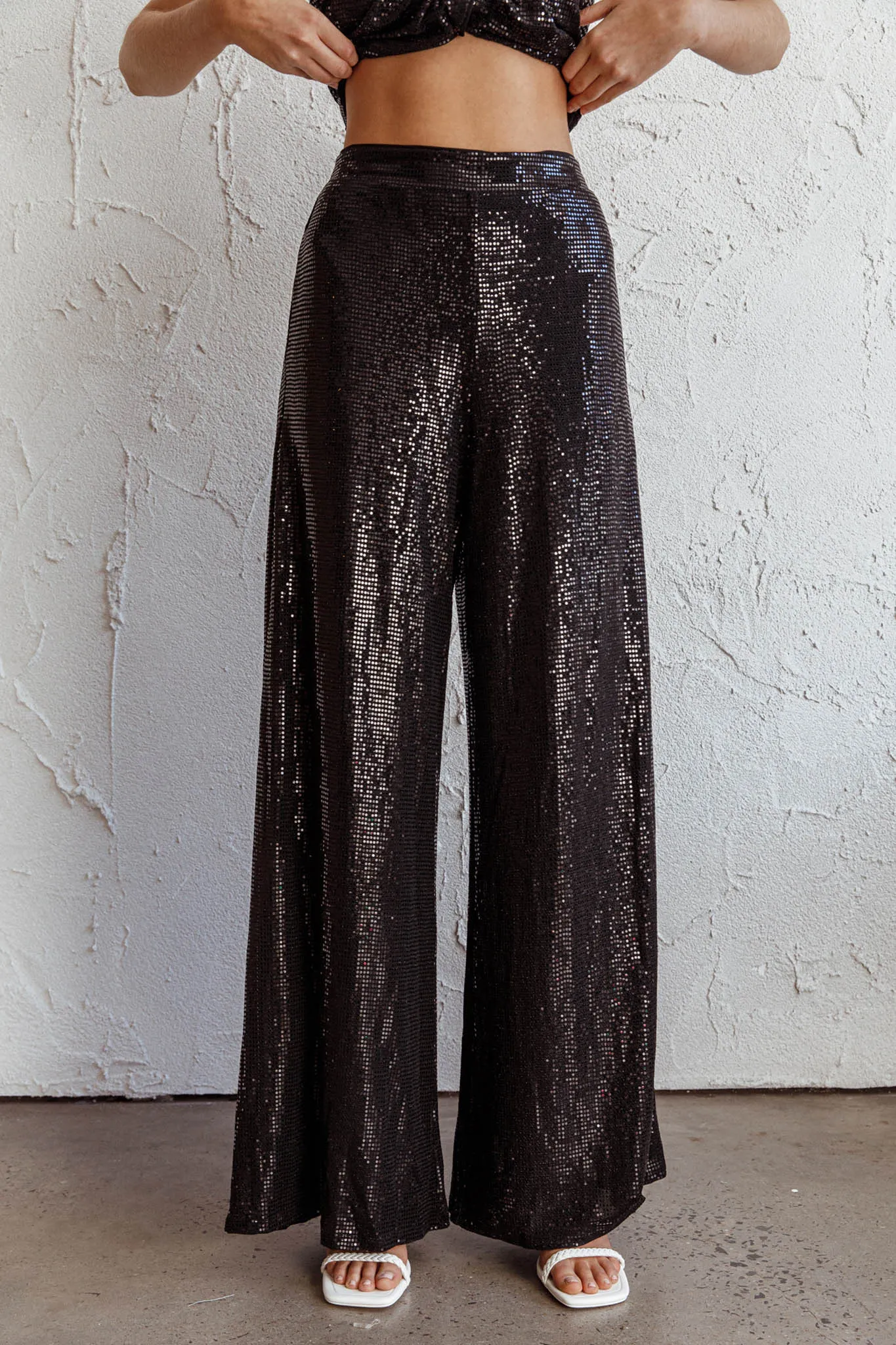 Anything Goes Wide Leg Metallic Pants Black sold by Selfie Leslie product image thumbnail 4