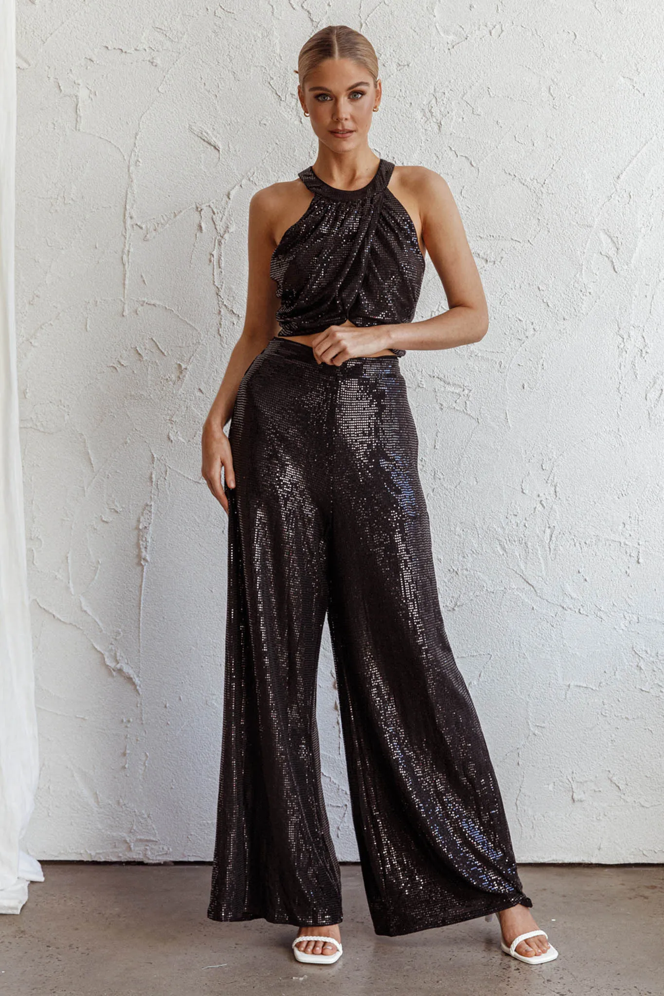 Anything Goes Wide Leg Metallic Pants Black sold by Selfie Leslie product image thumbnail 5