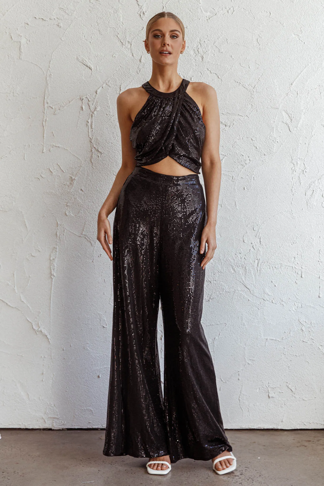 Anything Goes Wide Leg Metallic Pants Black sold by Selfie Leslie product image thumbnail 3