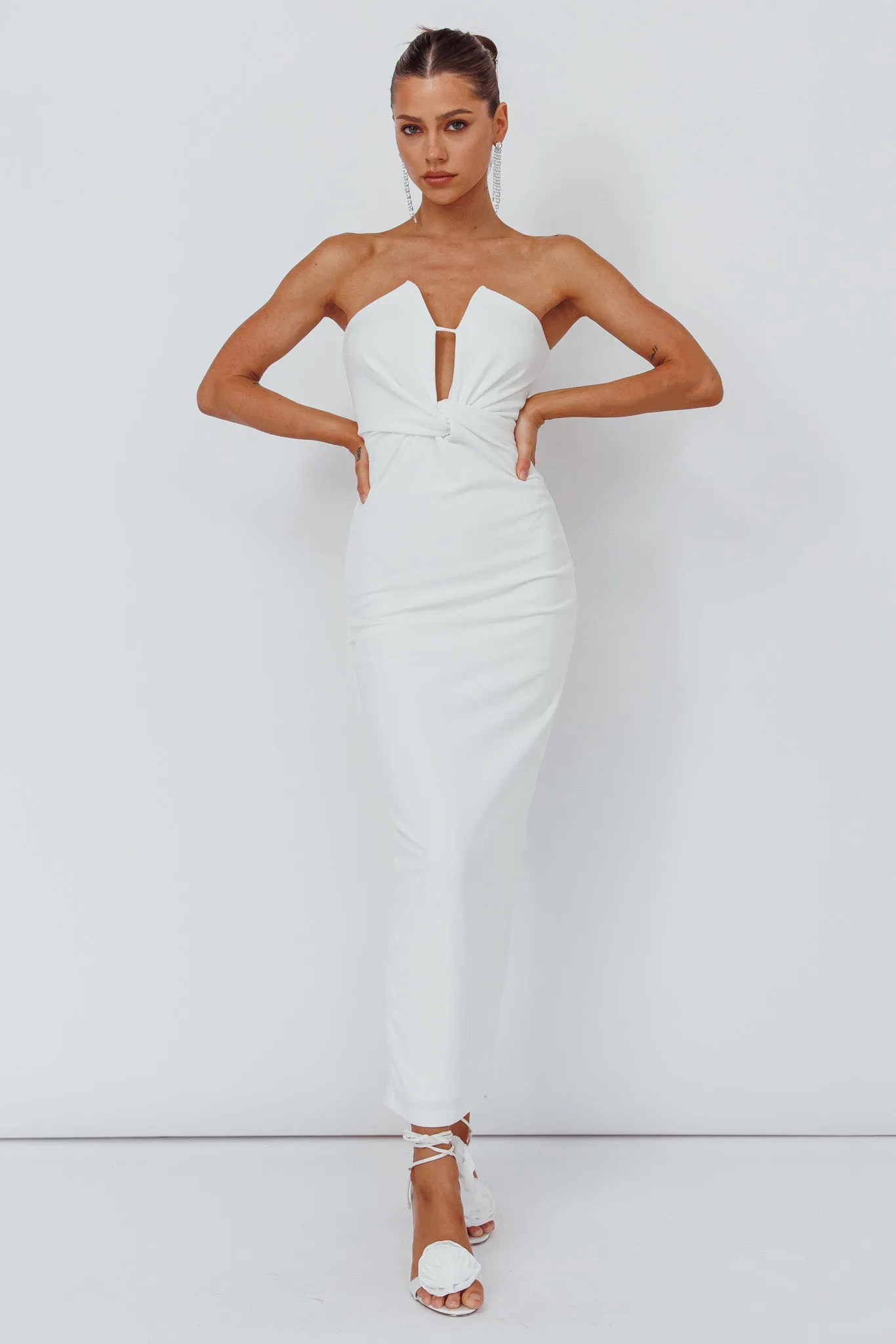Deonne Twist Waist Midi Dress White sold by Selfie Leslie product image thumbnail 3