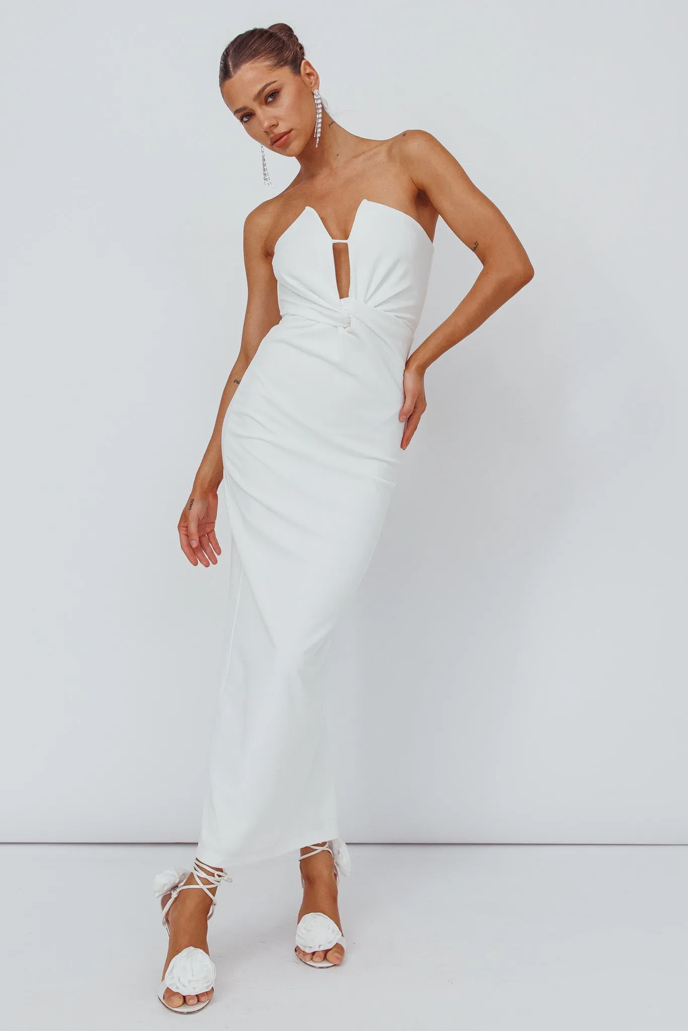 Deonne Twist Waist Midi Dress White sold by Selfie Leslie