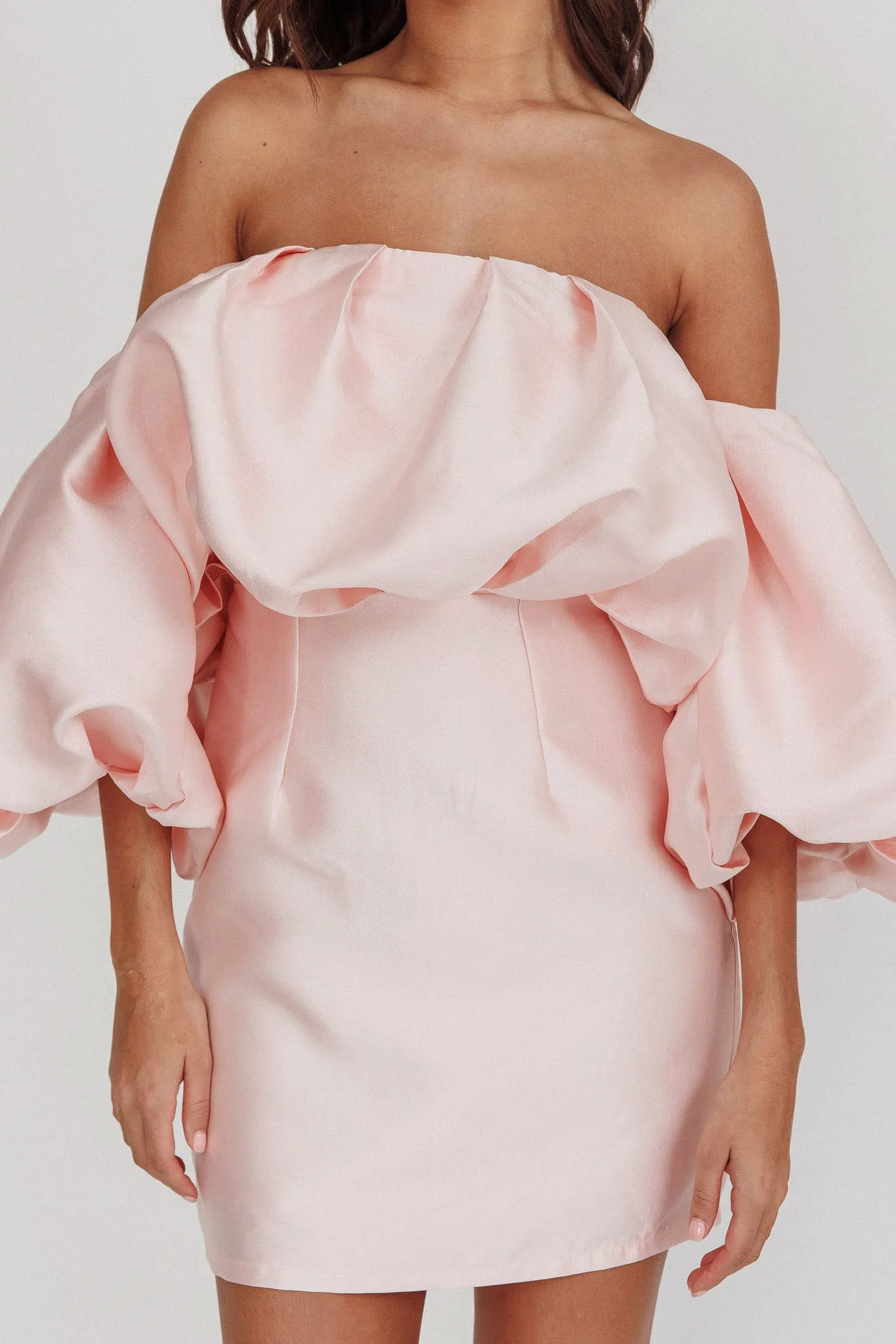 Dream Time Puffed Neckline Mini Dress Blush sold by Selfie Leslie product image thumbnail 4