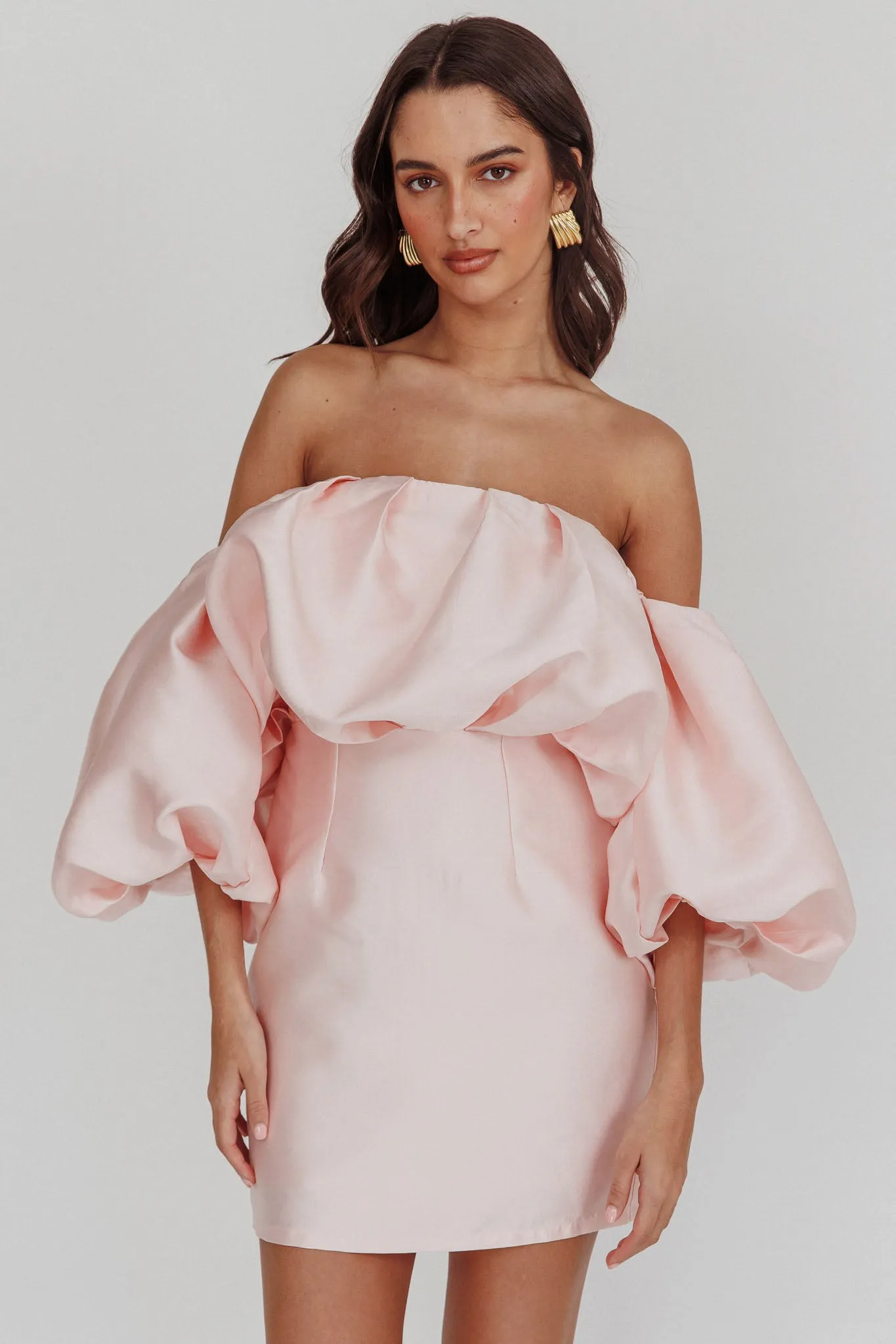 Dream Time Puffed Neckline Mini Dress Blush sold by Selfie Leslie product image thumbnail 5