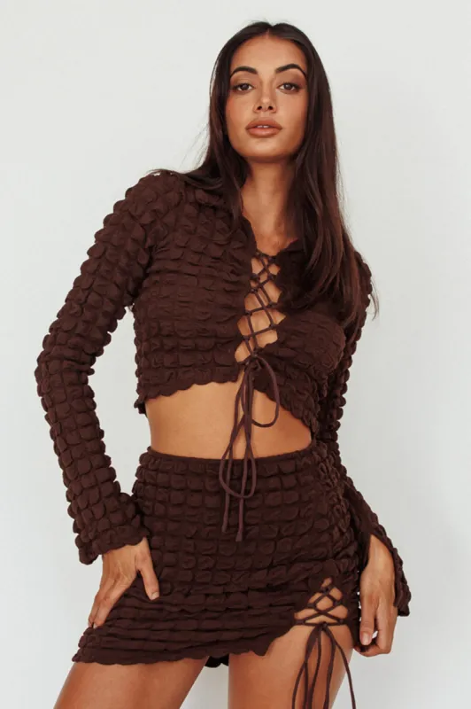 Josseline Long Sleeve Crop Top Chocolate sold by Selfie Leslie
