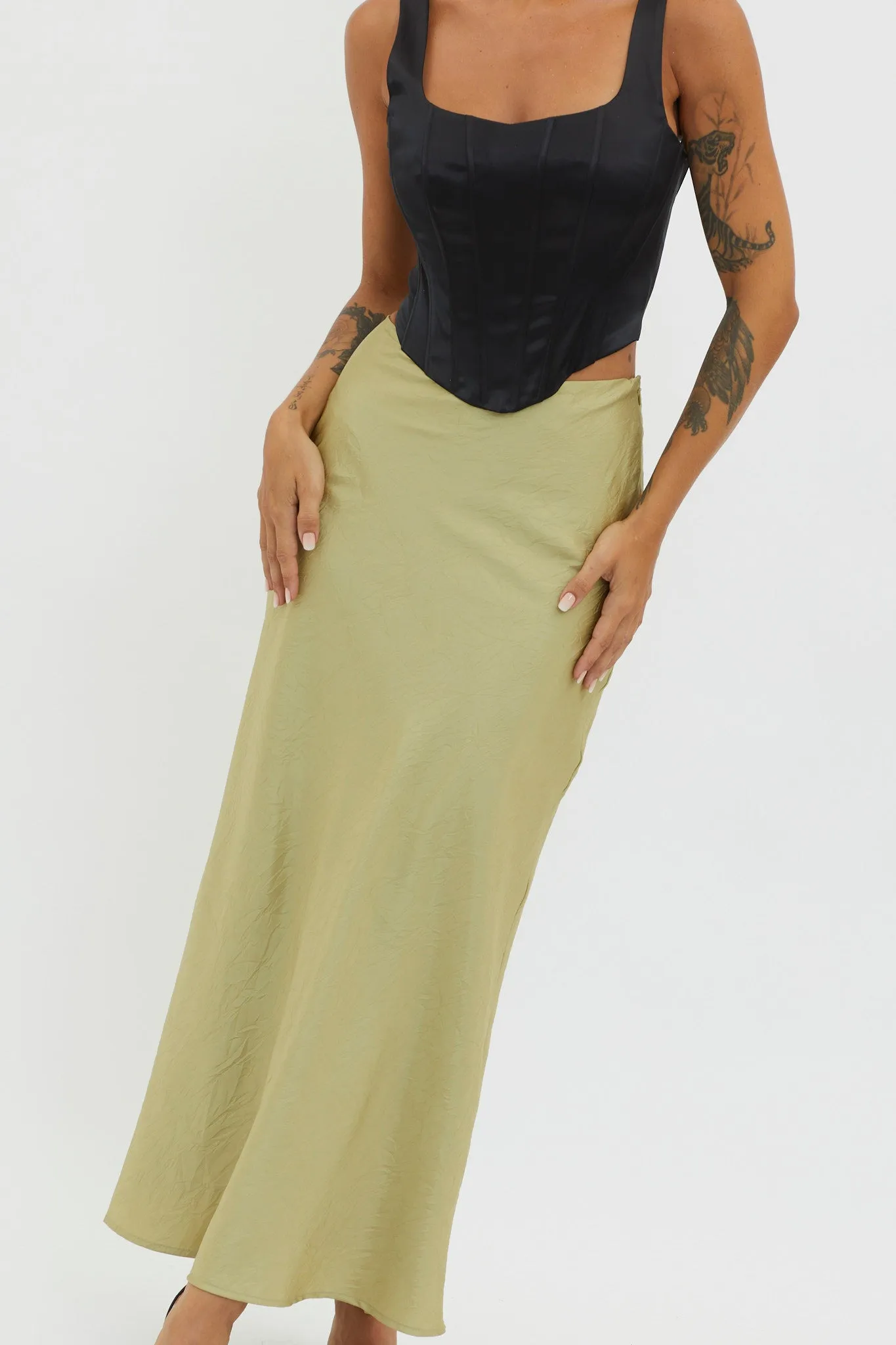 Guiding Light Midi Skirt Light Green sold by Selfie Leslie product image thumbnail 3