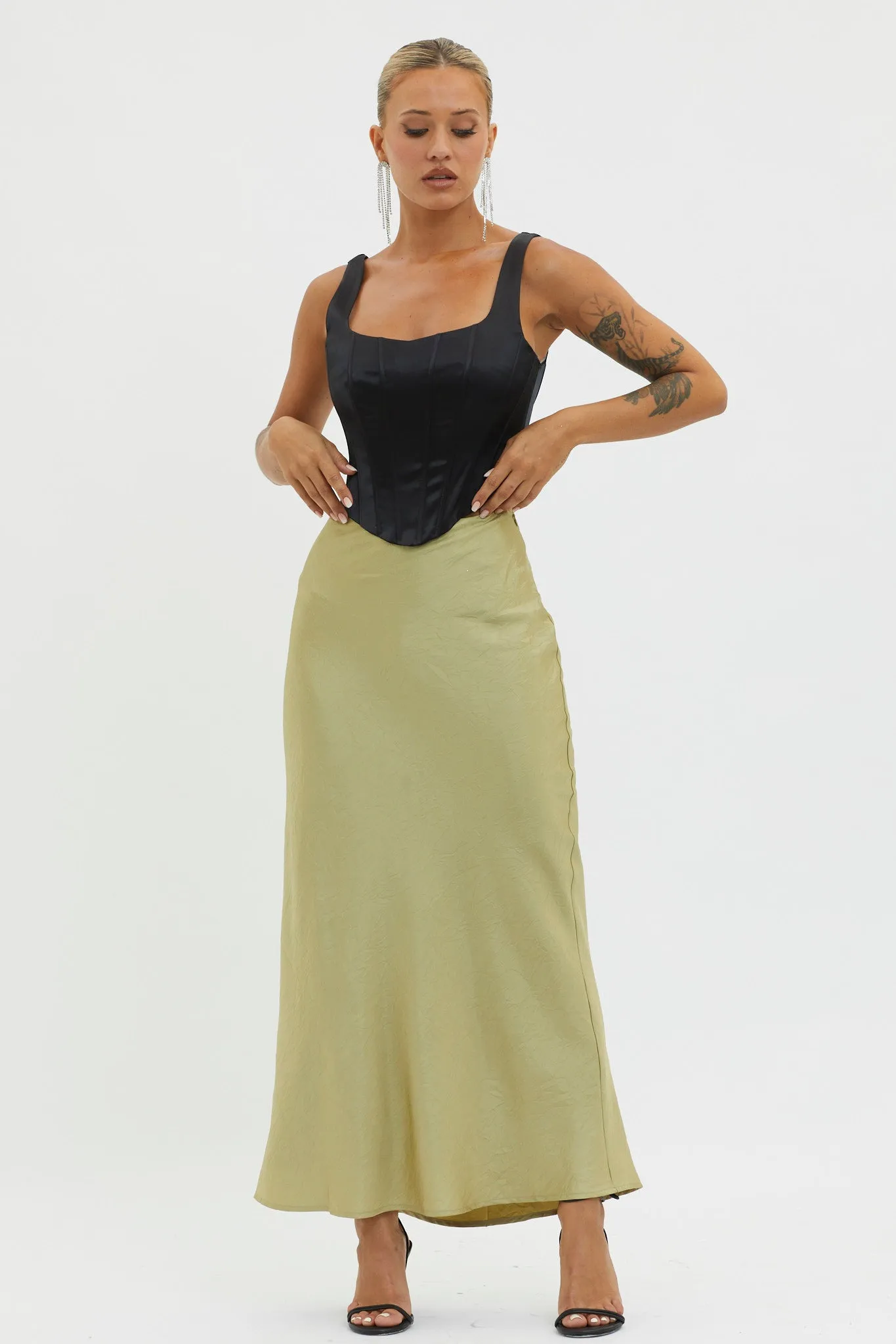 Guiding Light Midi Skirt Light Green sold by Selfie Leslie