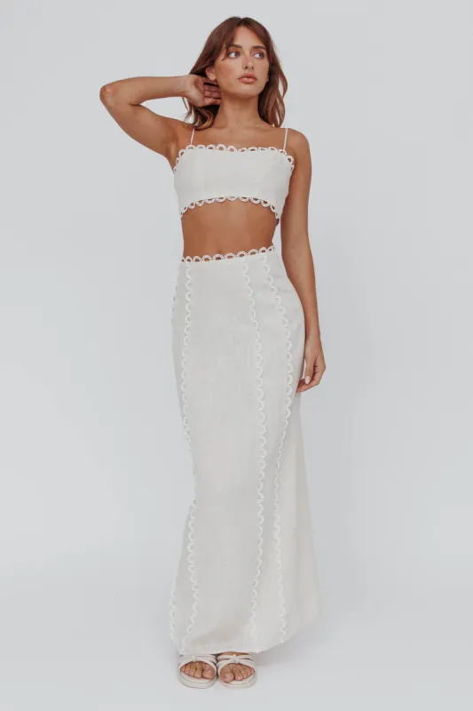 Chamberlain Scallop Trim Maxi Skirt Sand sold by Selfie Leslie