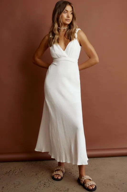 Zanzibar Surplice Neckline Maxi Dress White sold by Selfie Leslie