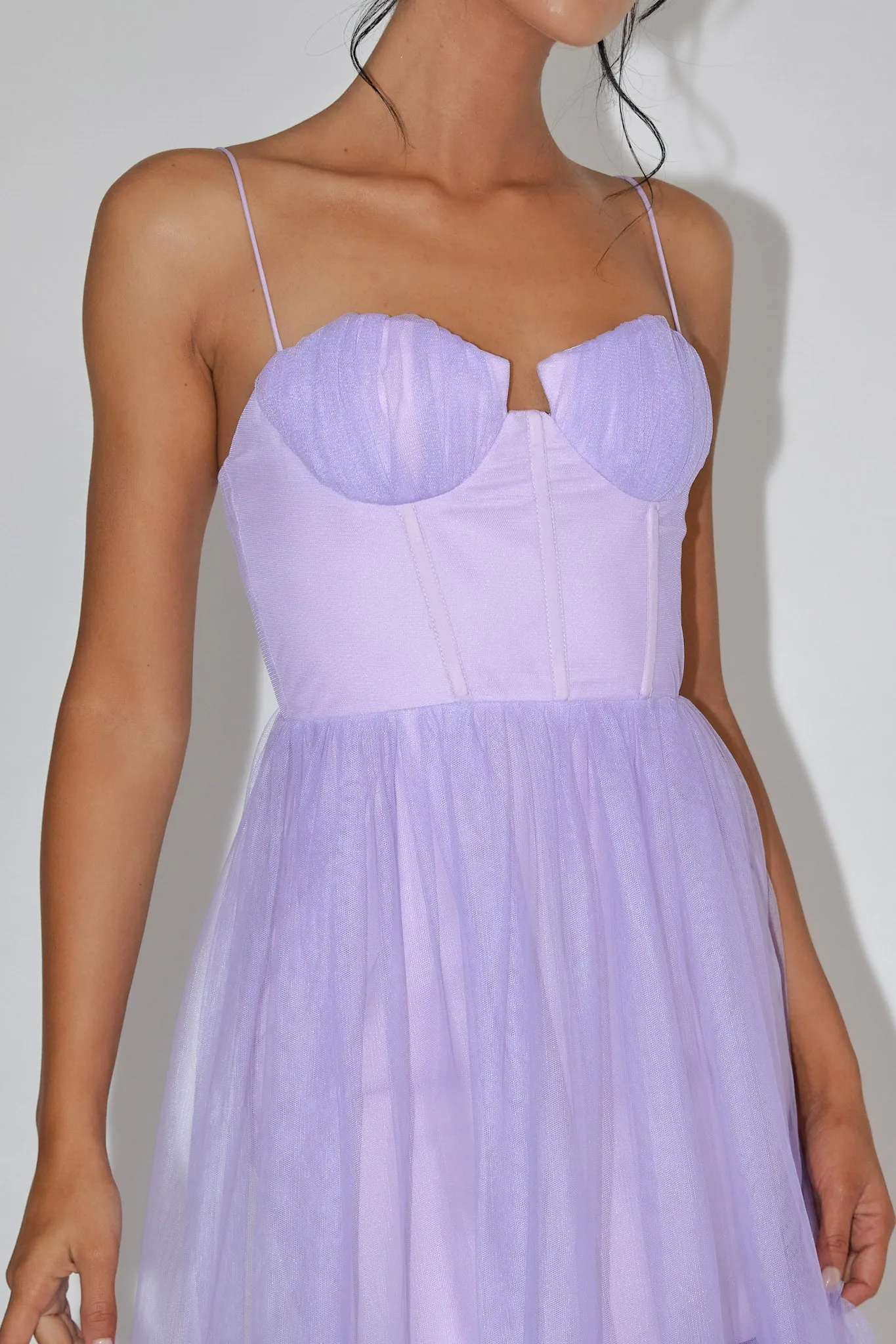 Moonlight Sonata Ruffle Mesh Midi Dress Lilac sold by Selfie Leslie product image thumbnail 4