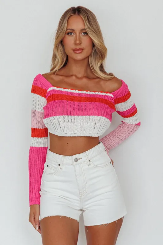 Zandra Long Sleeve Knit Top Pink Multi sold by Selfie Leslie