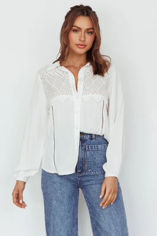 Villa Oasis Long Sleeve Button Shirt White sold by Selfie Leslie