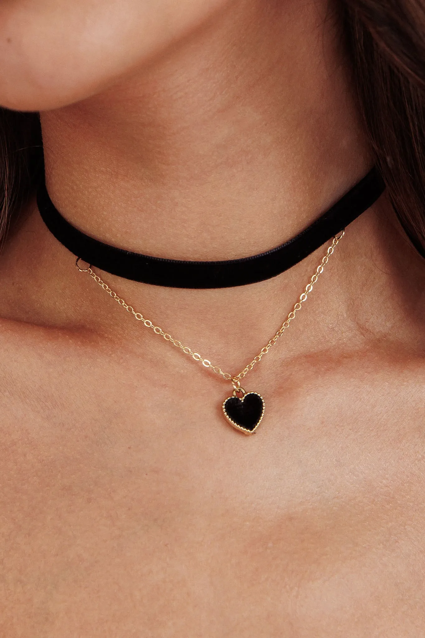 Rosie Velvet Heart Choker Necklace Black sold by Selfie Leslie product image thumbnail 3