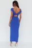 Lucinda Cap Sleeve Ruched Midi Dress Blue sold by Selfie Leslie