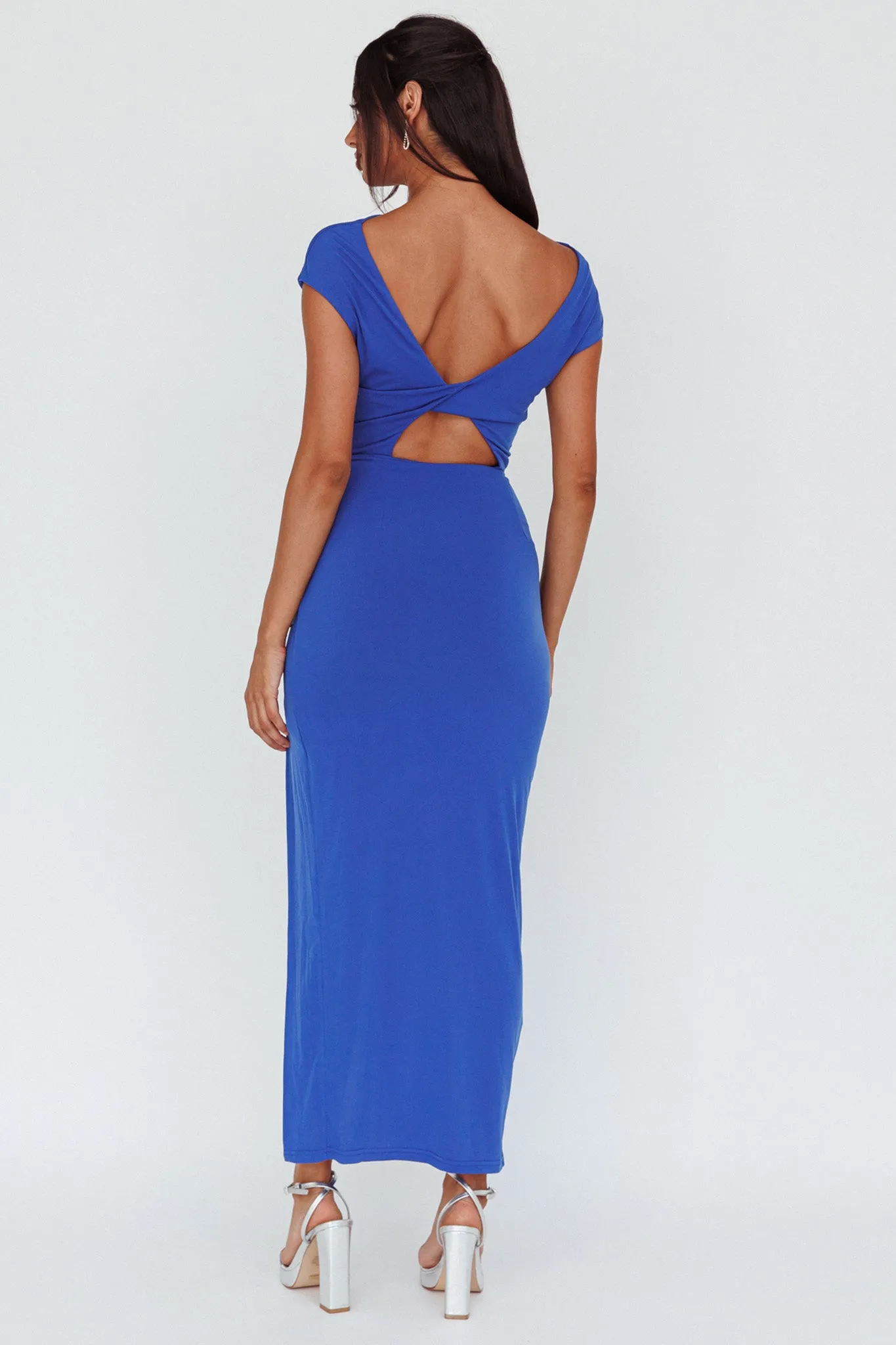 Lucinda Cap Sleeve Ruched Midi Dress Blue sold by Selfie Leslie product image thumbnail 2
