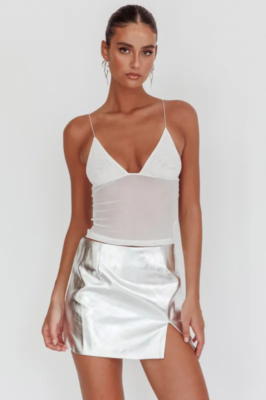 Namrata PU Mini Skirt Silver sold by Selfie Leslie