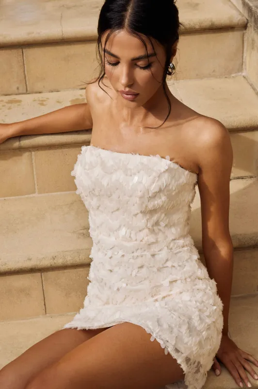 In Paris Embellished Sequin Mini Dress Beige sold by Selfie Leslie