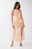 Nirvana Halterneck Split Midi Dress Floral Orange sold by Selfie Leslie