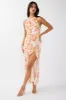 Nirvana Halterneck Split Midi Dress Floral Orange sold by Selfie Leslie