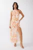 Nirvana Halterneck Split Midi Dress Floral Orange sold by Selfie Leslie
