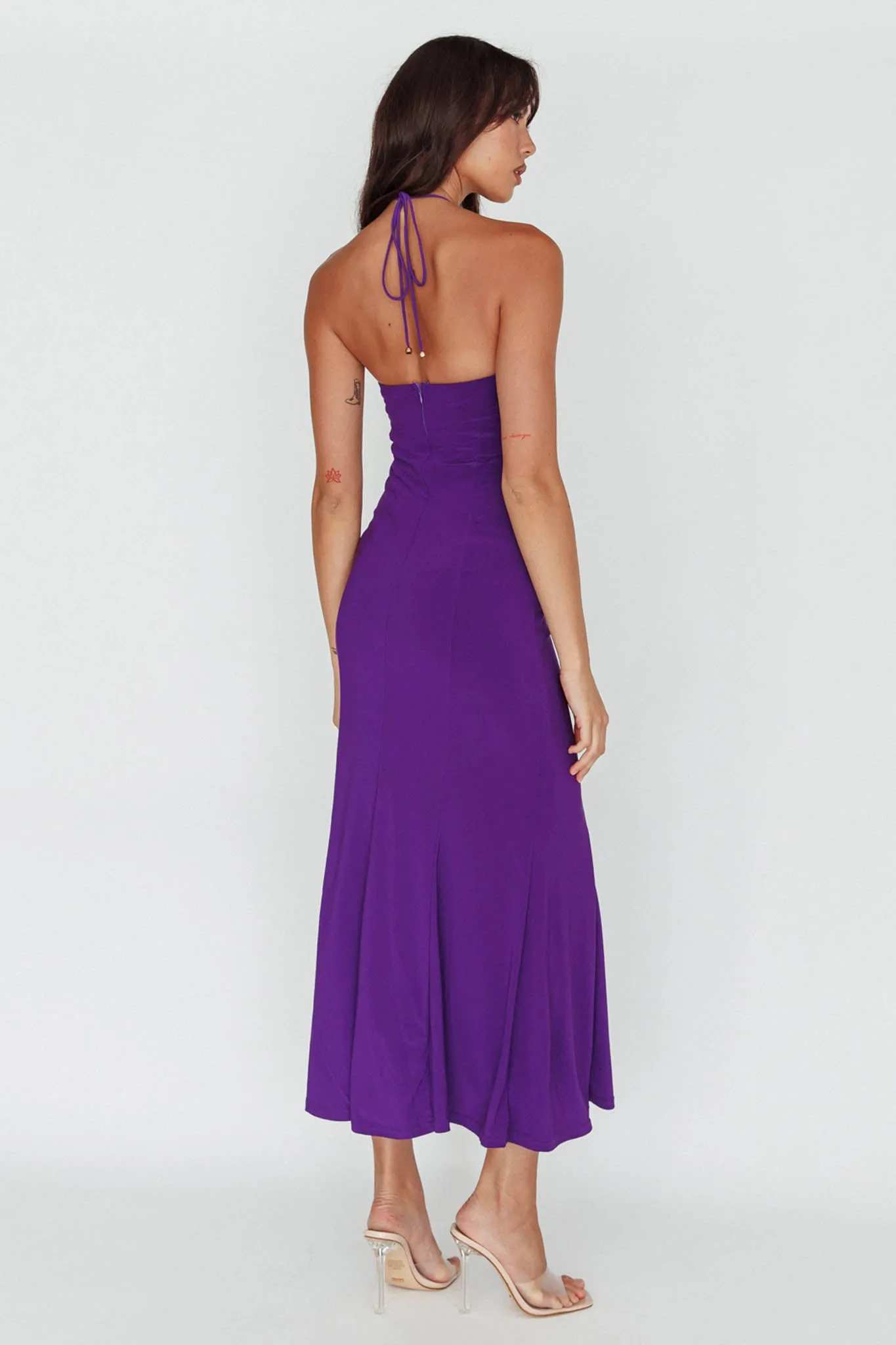 Ibiza Sunset Bust Flower Midi Dress Purple sold by Selfie Leslie product image thumbnail 3