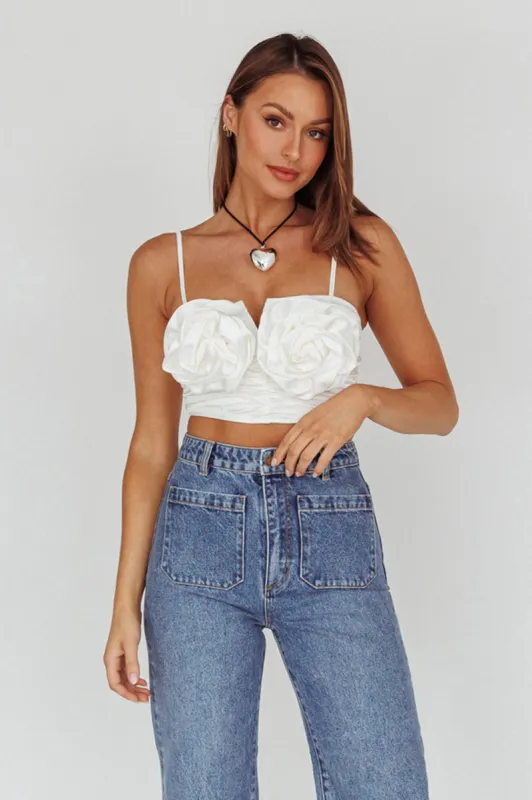 Romina Rose Bust Crop Top Ivory sold by Selfie Leslie