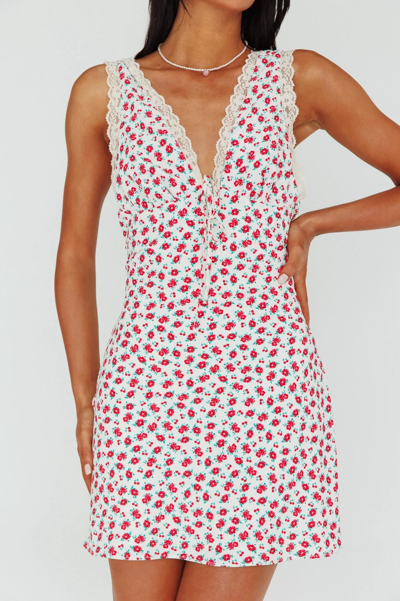 Vigo Lace Trim Sundress Floral White sold by Selfie Leslie product image thumbnail 4