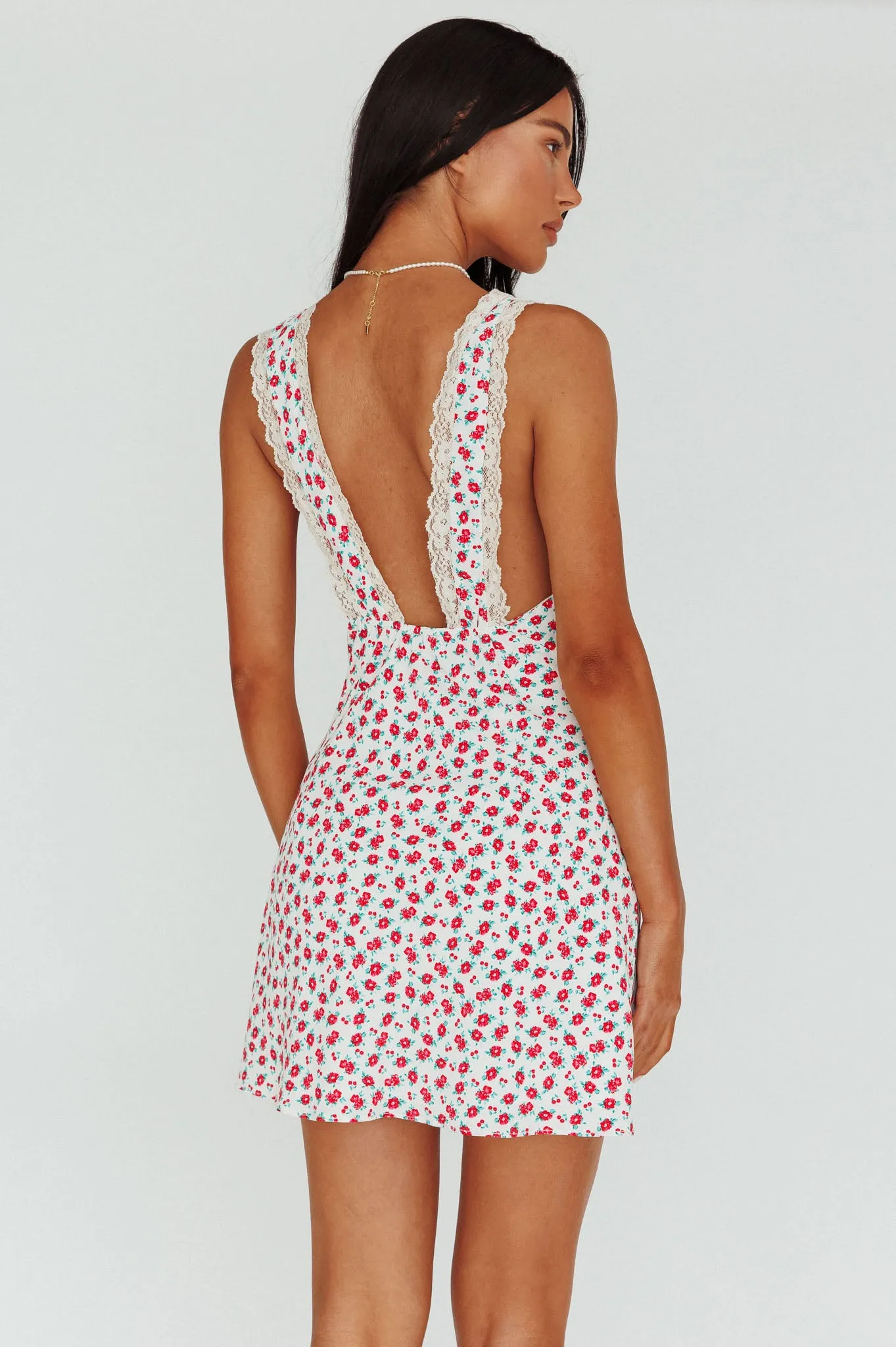 Vigo Lace Trim Sundress Floral White sold by Selfie Leslie product image thumbnail 2