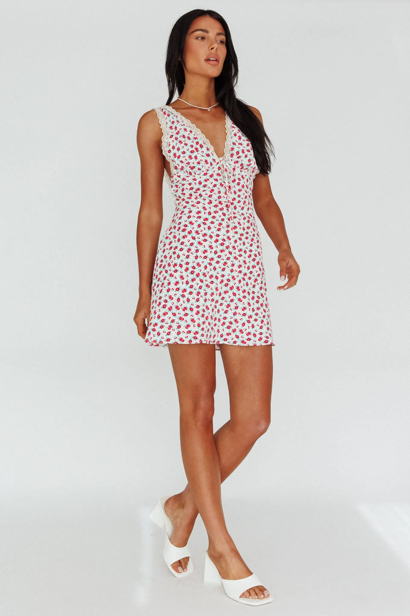 Vigo Lace Trim Sundress Floral White sold by Selfie Leslie product image thumbnail 5