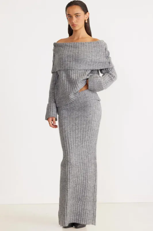 SNDYS Brooks Off Shoulder Jumper Grey sold by Selfie Leslie