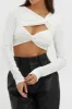 Foxy Twist Long Sleeve Crop Top White sold by Selfie Leslie