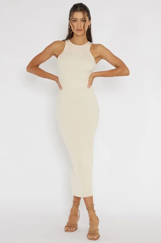 Charmed Me Ribbed Knit Midi Dress Cream sold by Selfie Leslie