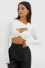 Foxy Twist Long Sleeve Crop Top White sold by Selfie Leslie