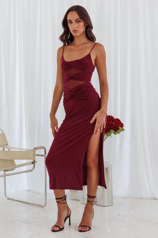 Love Life Twist Bodice Dress Burgundy sold by Selfie Leslie