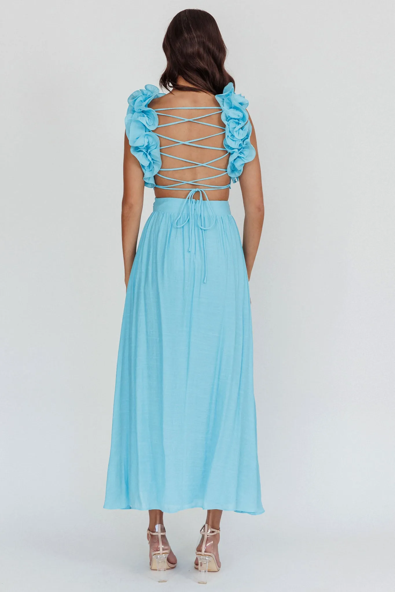 Madara Laced Back Ruffle Dress Blue sold by Selfie Leslie product image thumbnail 4