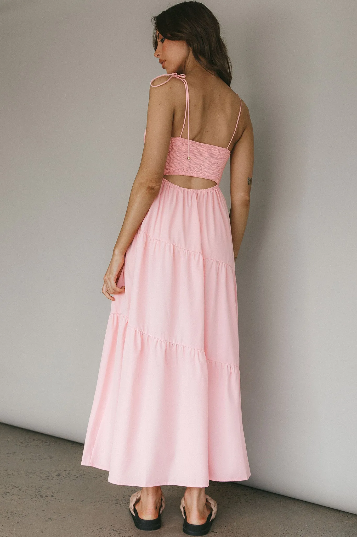 New Light Tied Shoulder Maxi Dress Blush sold by Selfie Leslie product image thumbnail 2