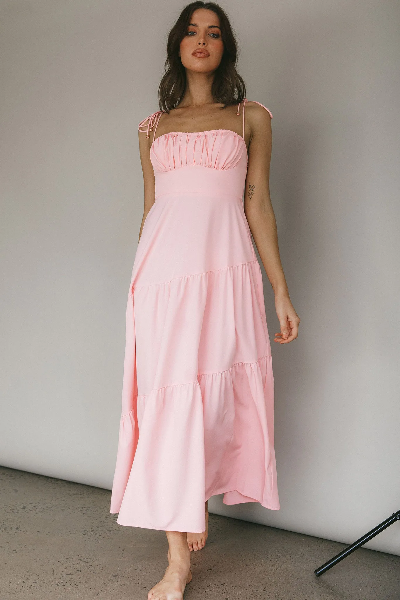 New Light Tied Shoulder Maxi Dress Blush sold by Selfie Leslie product image thumbnail 4