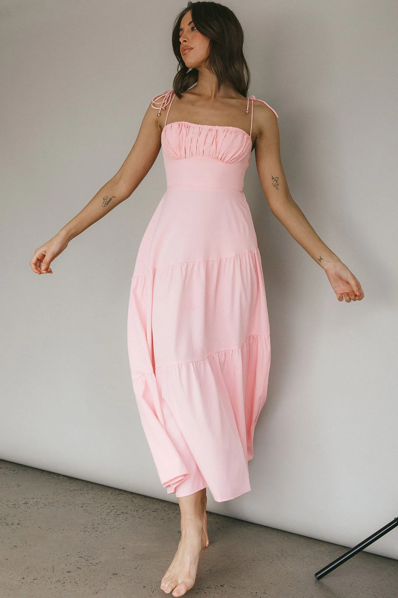New Light Tied Shoulder Maxi Dress Blush sold by Selfie Leslie product image thumbnail 3