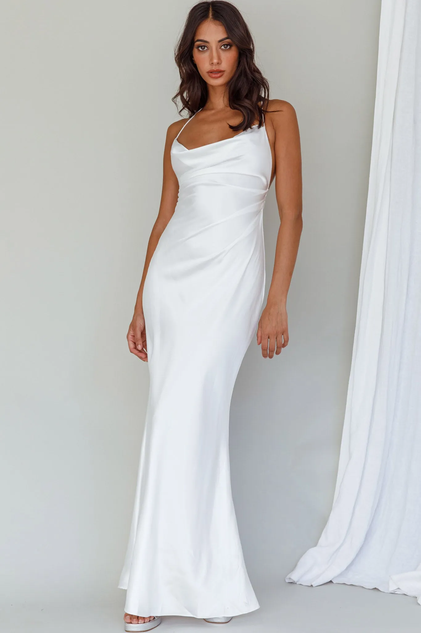 Palma Low Back Strappy Maxi Dress White sold by Selfie Leslie