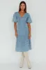 Elias Puff Sleeve Midi Dress Denim sold by Selfie Leslie