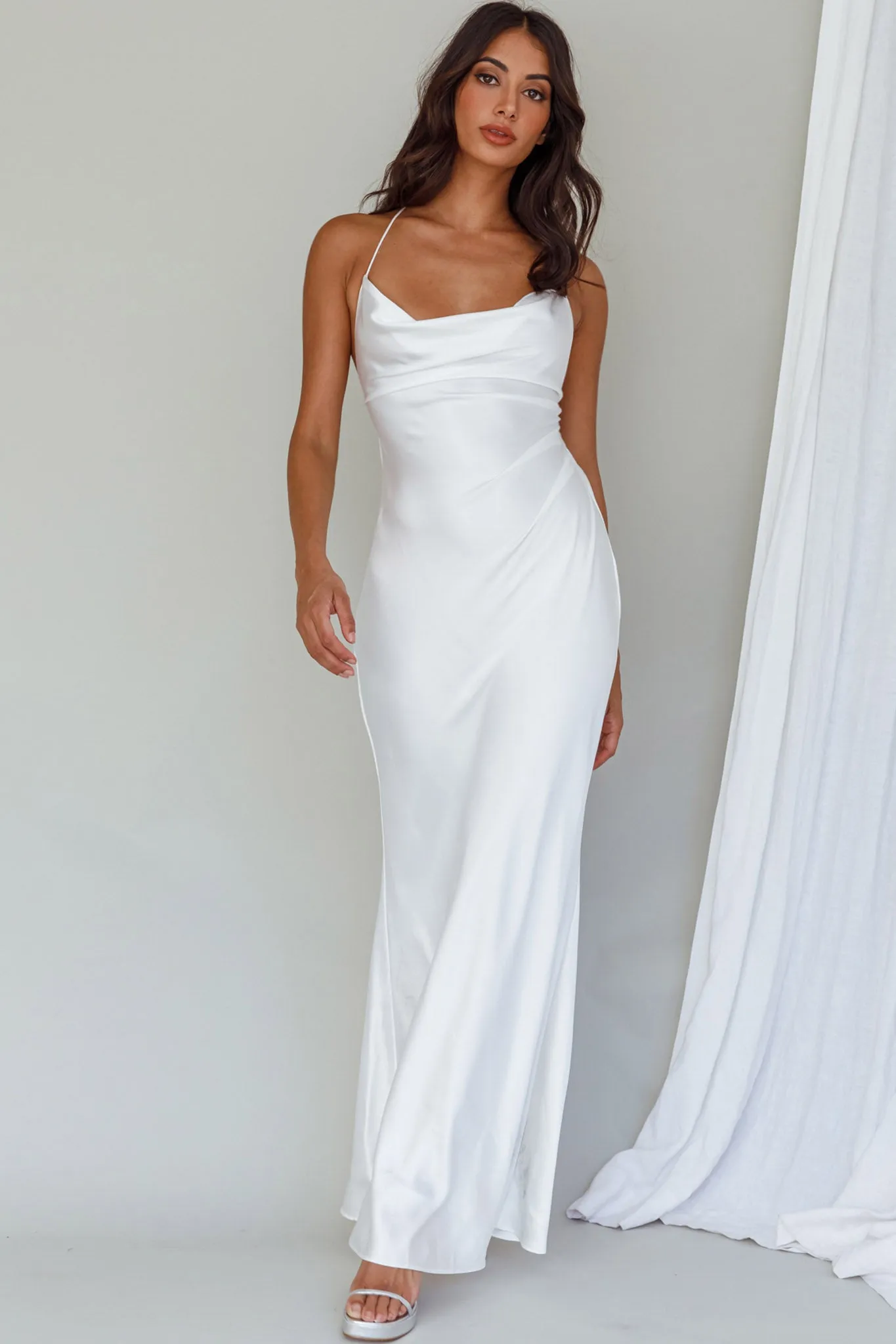 Palma Low Back Strappy Maxi Dress White sold by Selfie Leslie product image thumbnail 5