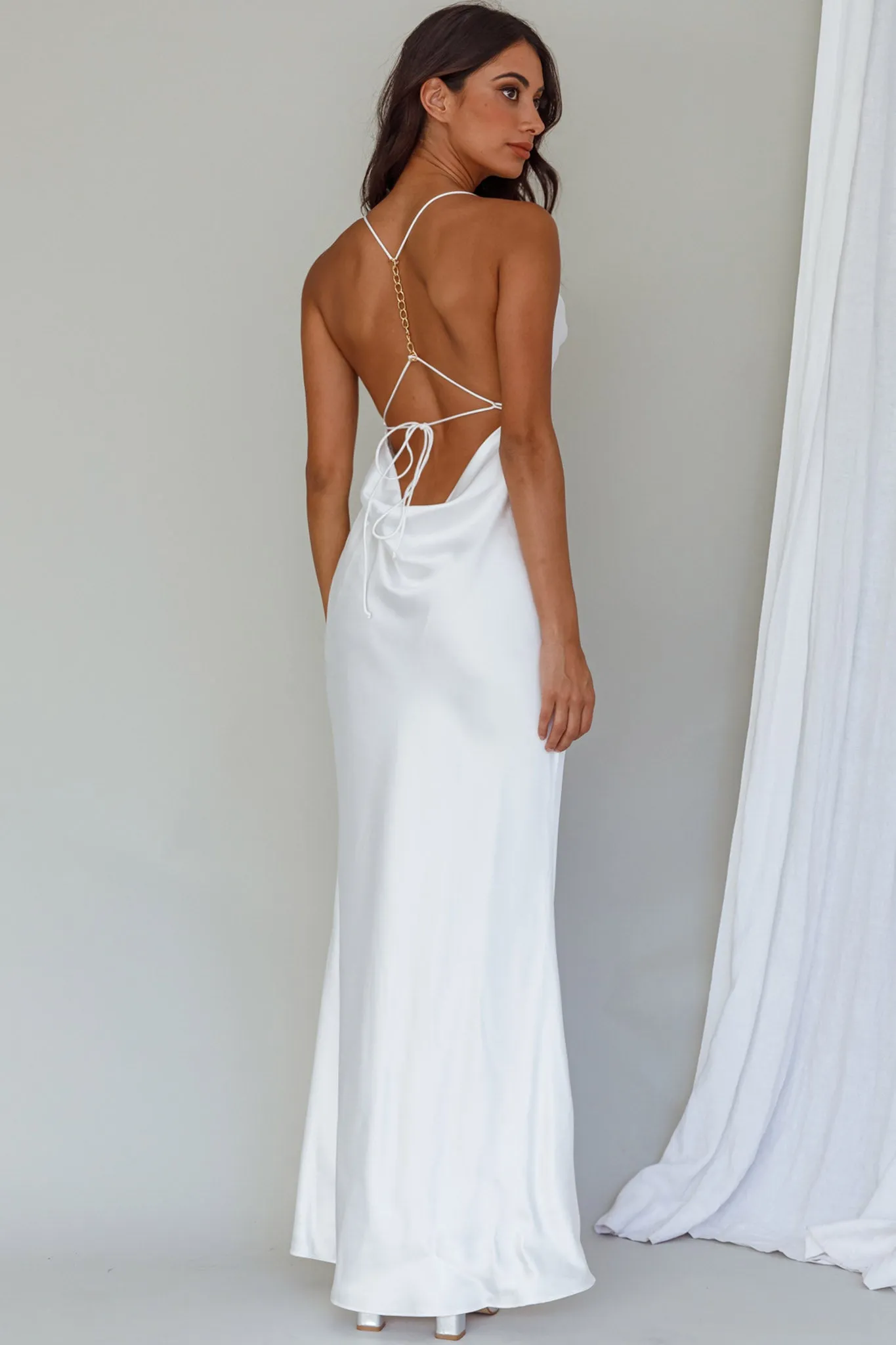 Palma Low Back Strappy Maxi Dress White sold by Selfie Leslie product image thumbnail 2