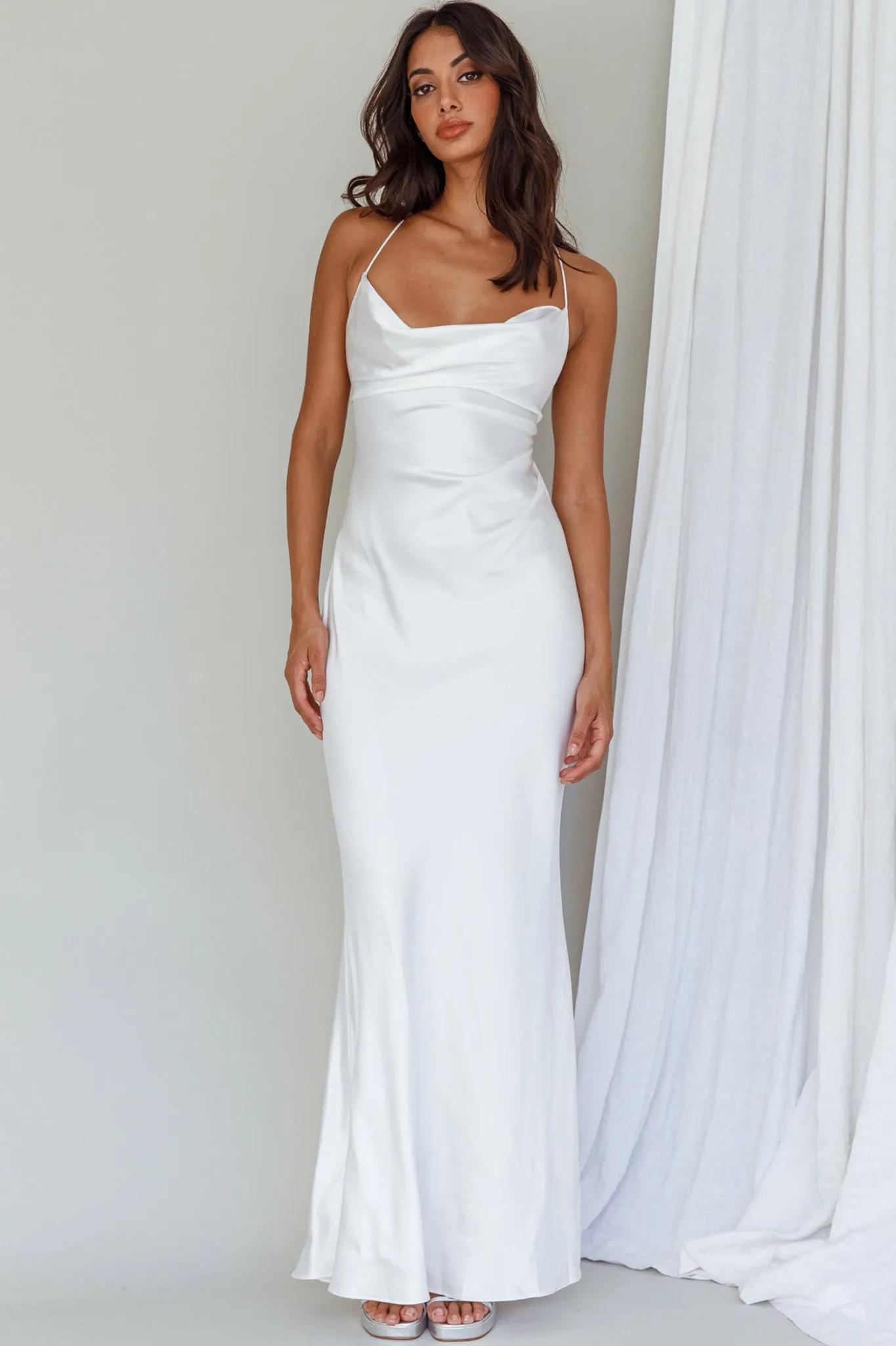 Palma Low Back Strappy Maxi Dress White sold by Selfie Leslie product image thumbnail 3