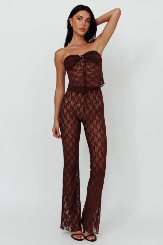 A La Mode Lace Pants Brown sold by Selfie Leslie