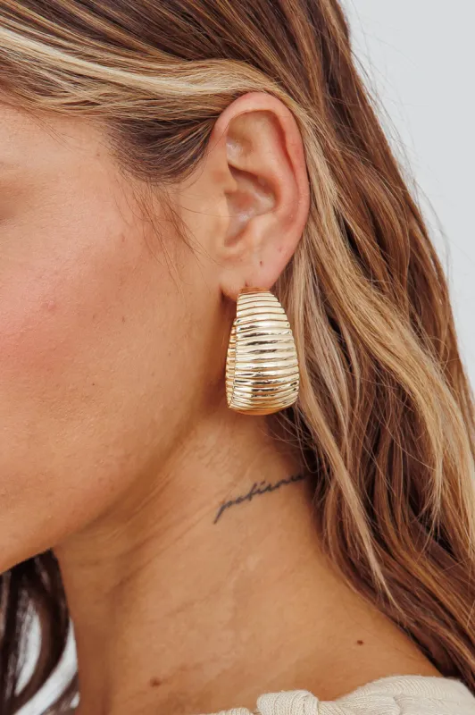 Laureen Ribbed Hoop Earrings Gold sold by Selfie Leslie