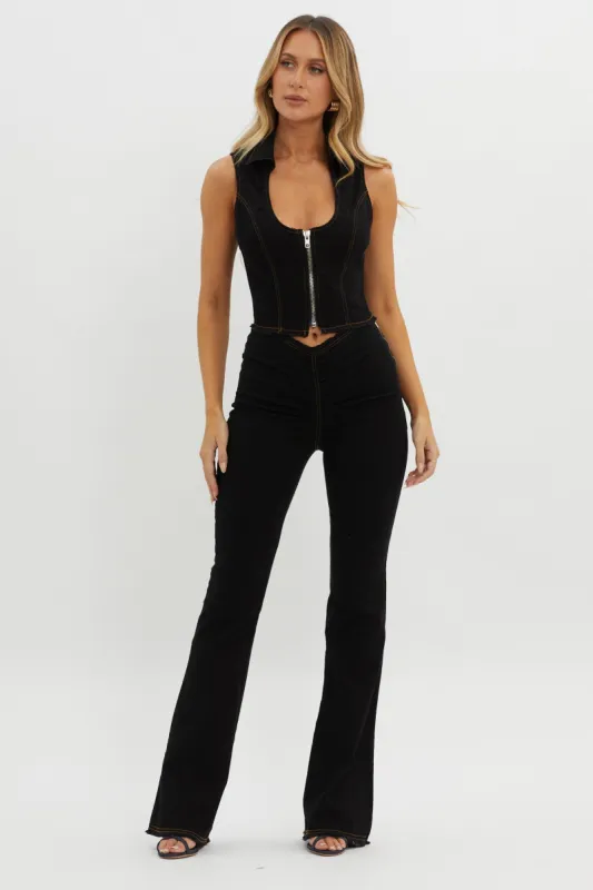 Nikia Raw Edge Flare Pants Black sold by Selfie Leslie