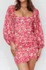 Beaujolais Long Sleeve Ruched Mini Dress Floral Pink sold by Selfie Leslie