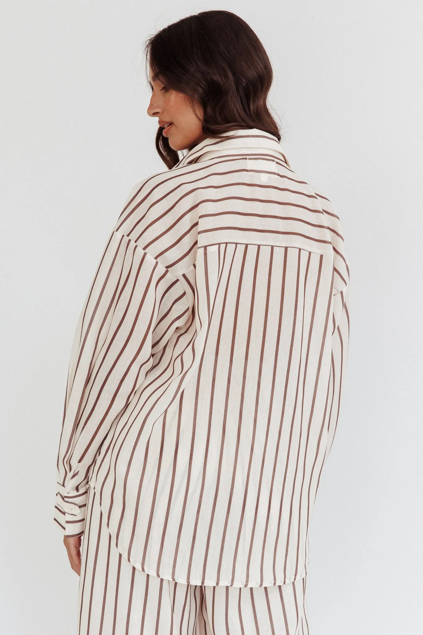 Alex Long Sleeve Shirt Stripe Latte sold by Selfie Leslie product image thumbnail 2